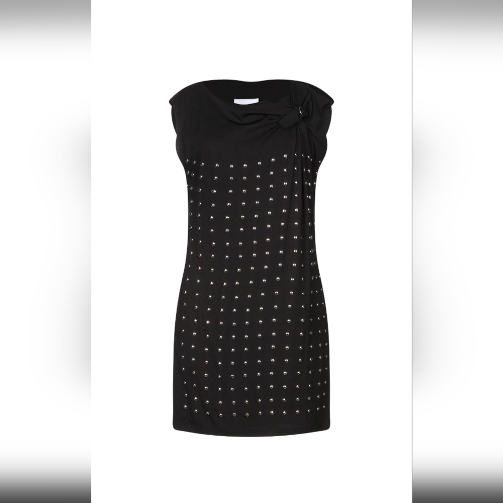 Dimora Black Sleeveless Mini Dress With Metal Studs